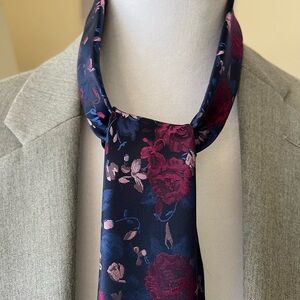 Bar III Navy and Pink Floral Necktie